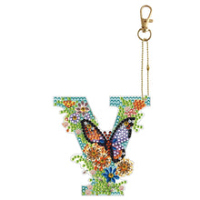 Carica l'immagine nel visualizzatore di Gallery, Portachiavi a doppia faccia con 26 fiori con alfabeto