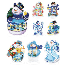 Carica l'immagine nel visualizzatore di Gallery, Ornamento da tavolo con diamante forato su un lato, pupazzo di neve di Natale