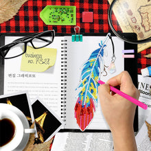 Carica l'immagine nel visualizzatore di Gallery, Segnalibro a forma di piuma con pittura a diamante 6 pezzi