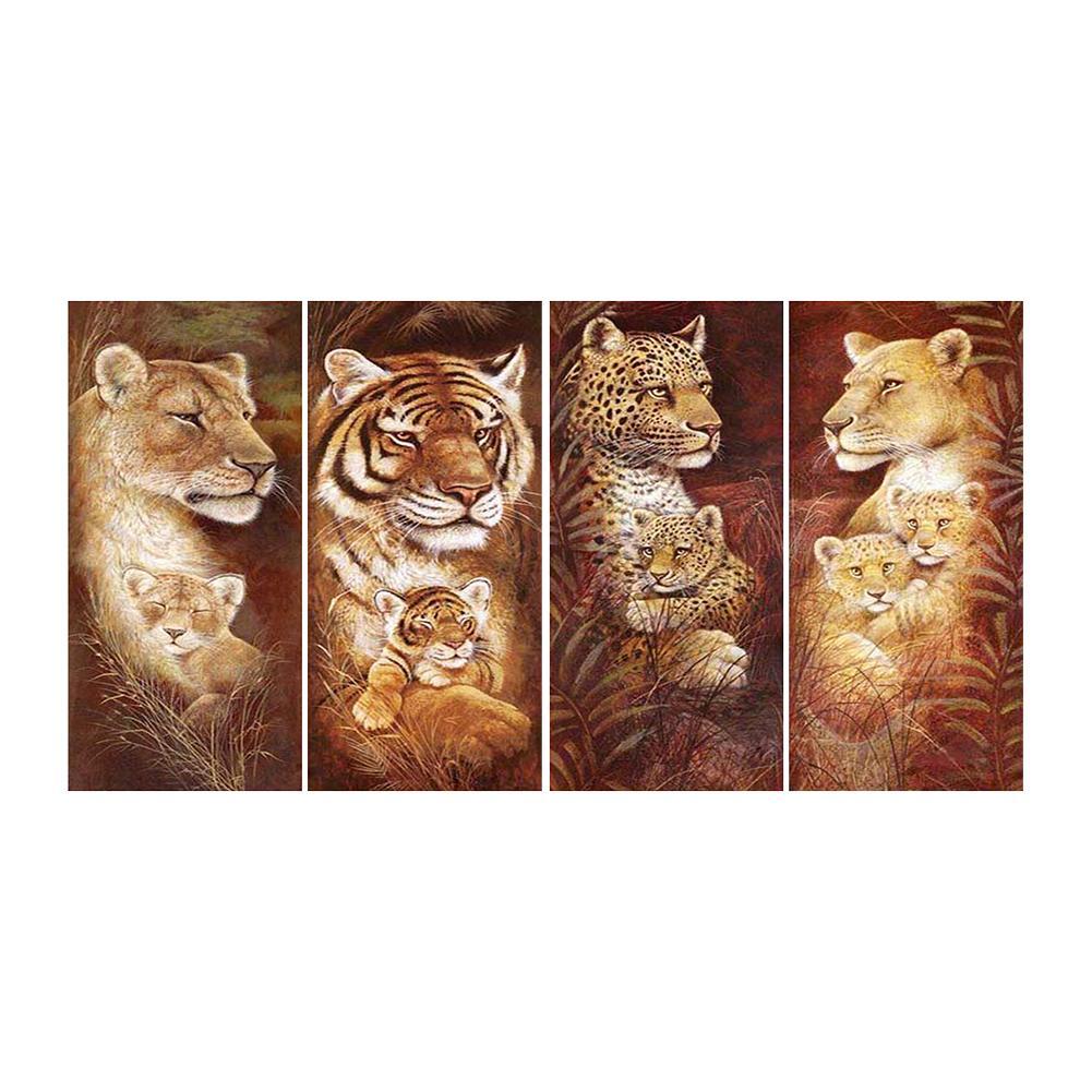 4pcs tigre - diamante quadrato completo - 80x40cm