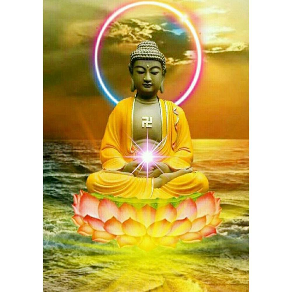 Statua di Buddha - diamante rotondo completo - 30x40cm