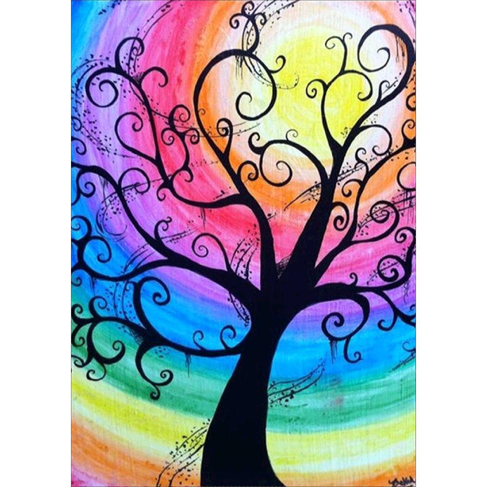 Albero di fantasia - pittura di diamante completo - 40x30cm